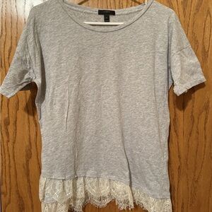 J. Crew Women’s Gray Lace Trim Short Sleeve T-shirt- Size Small